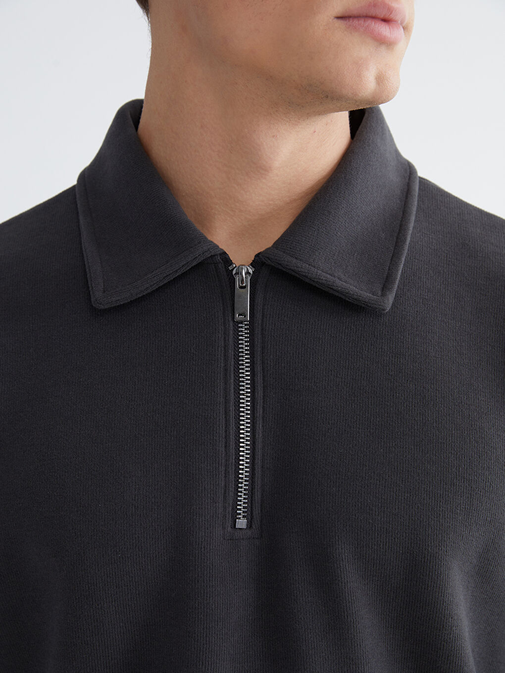 Antrasit Polo Yaka Erkek Sweatshirt-2