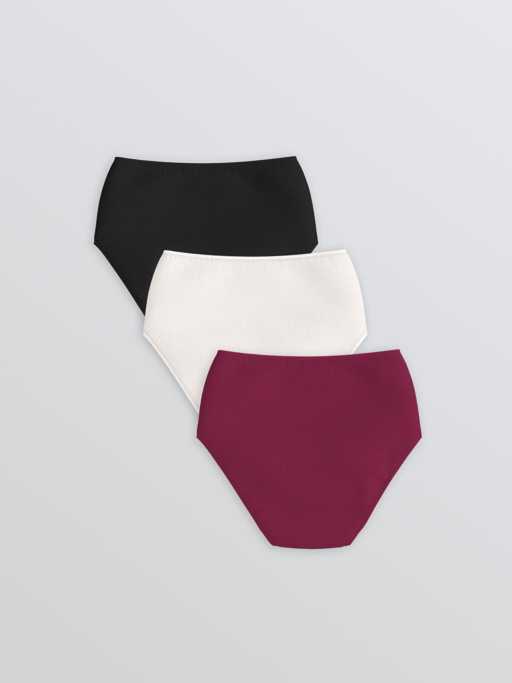 Mürdüm Yüksek Bel Düz Klasik Külot 3'lü-1