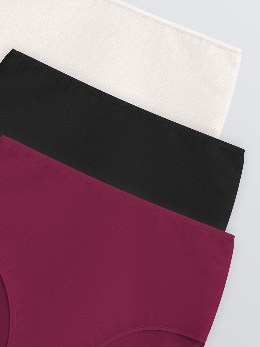 Mürdüm Yüksek Bel Düz Klasik Külot 3'lü-2