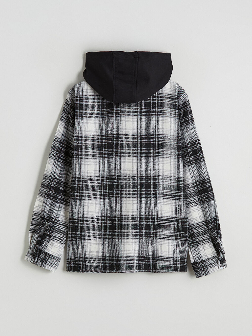 Gri Kapüşonlu Ekose Erkek Çocuk Gömlek-2