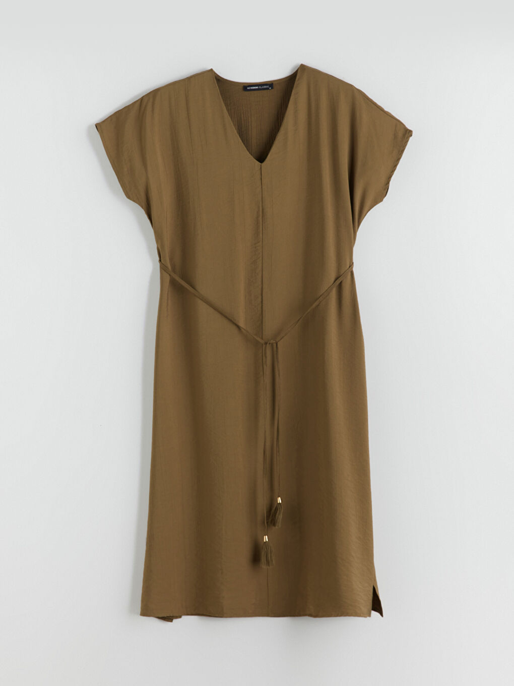 Yeşil V Yaka A Kesim Elbise-6