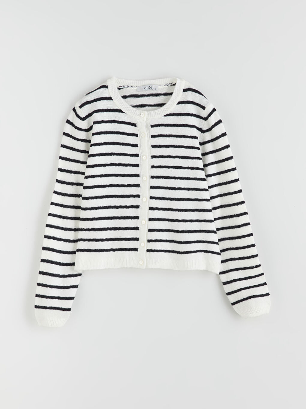 XSIDE Crew Neck Striped Women's Knitwear Cardigan -W5FO26Z8-LEG
