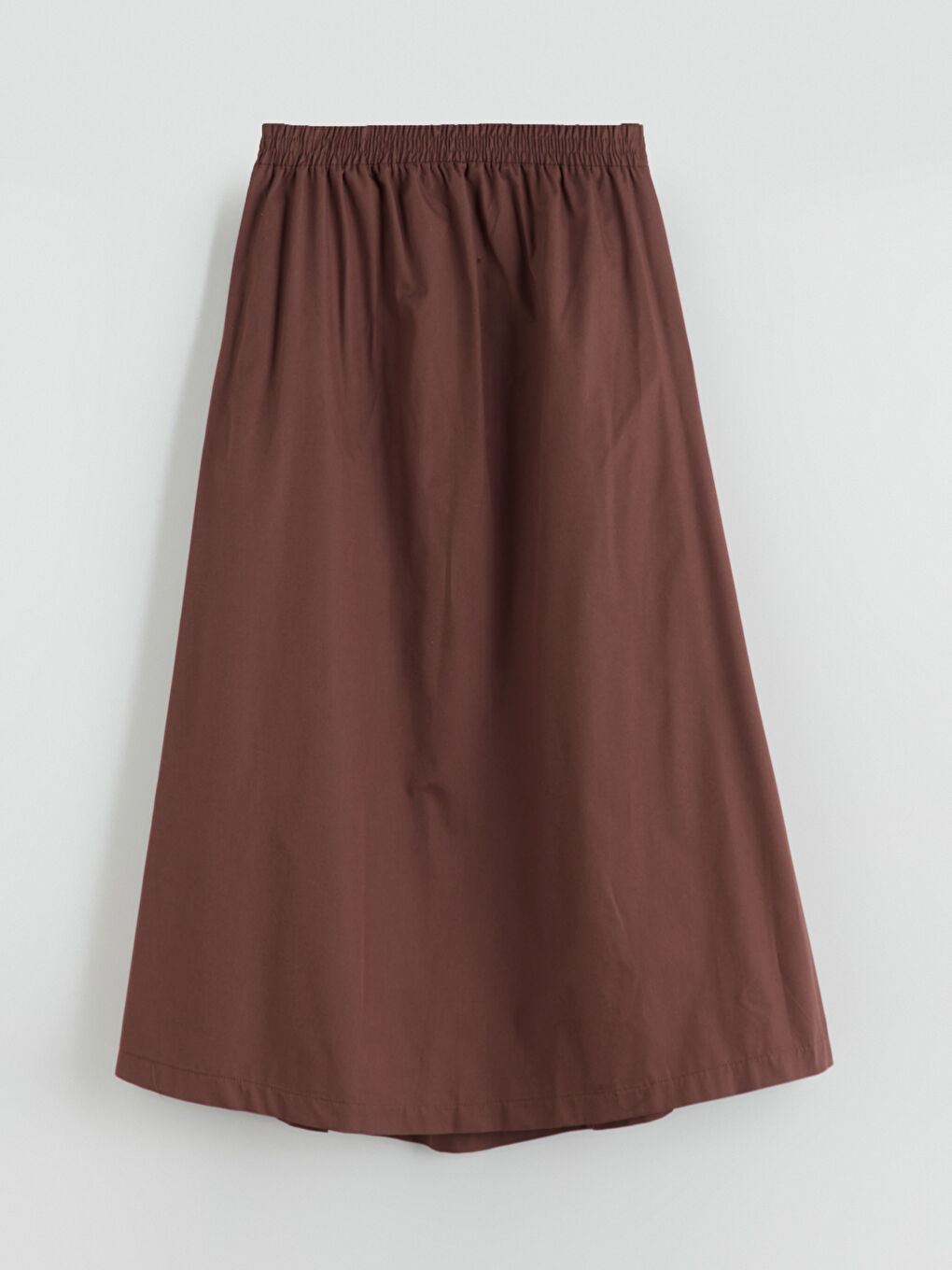 Kahverengi Beli Lastikli Poplin Pileli Etek-7