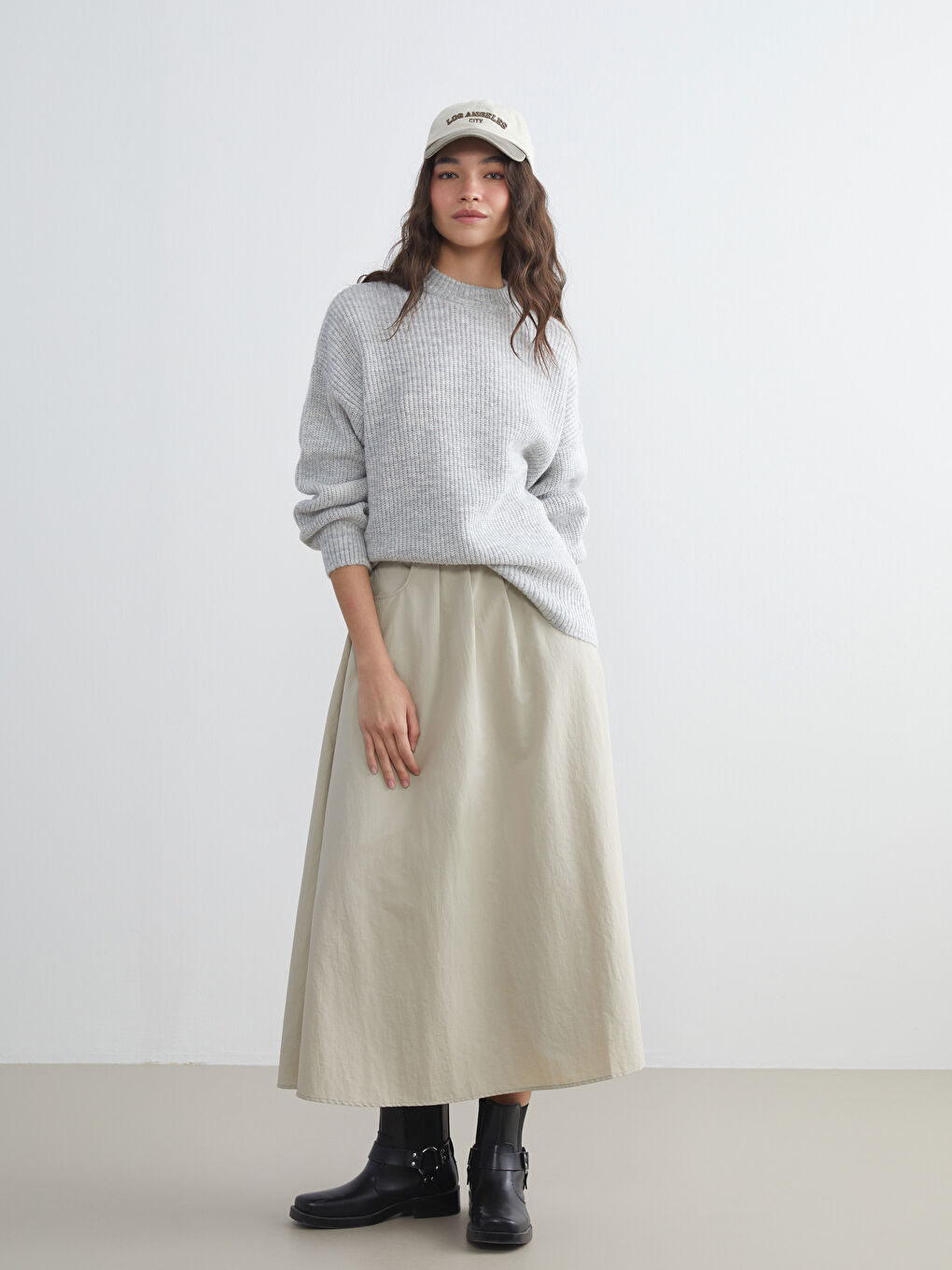 Funnel Neck Women's Knit Sweater-1