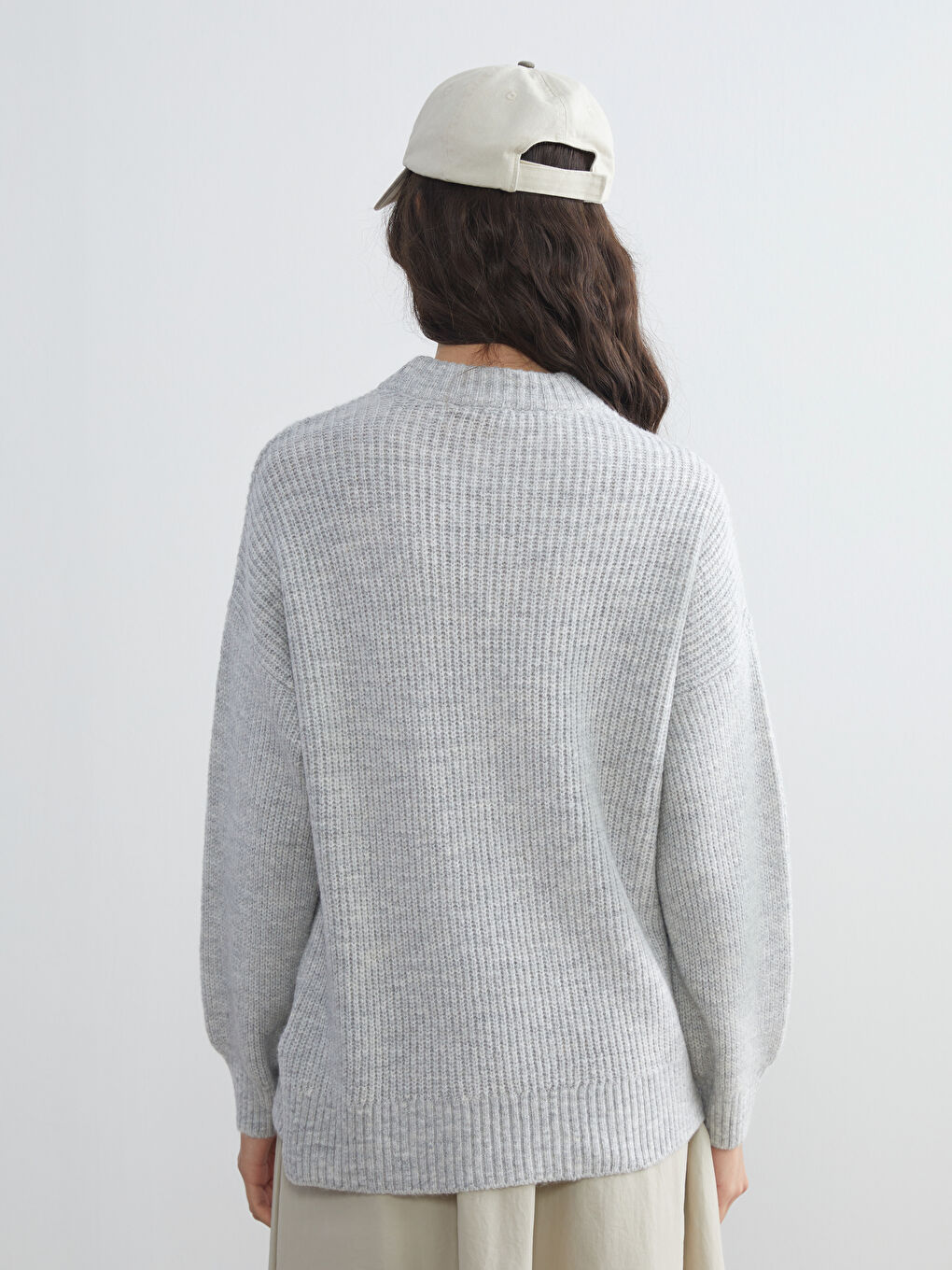 Funnel Neck Women's Knit Sweater-3