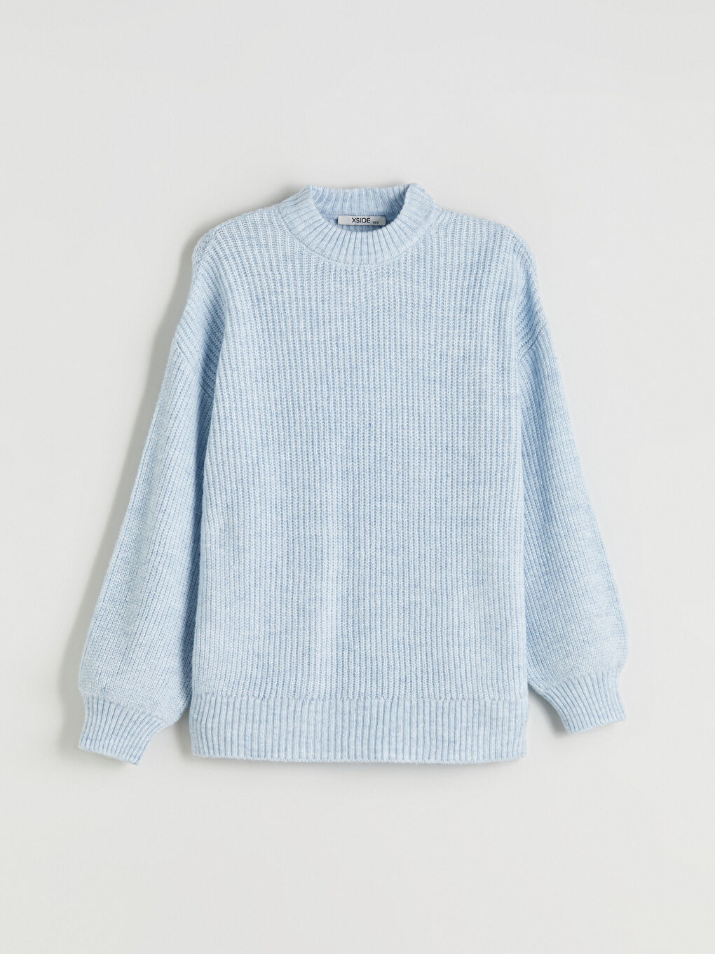 Mavi Dik Yaka Kadın Triko Kazak-4