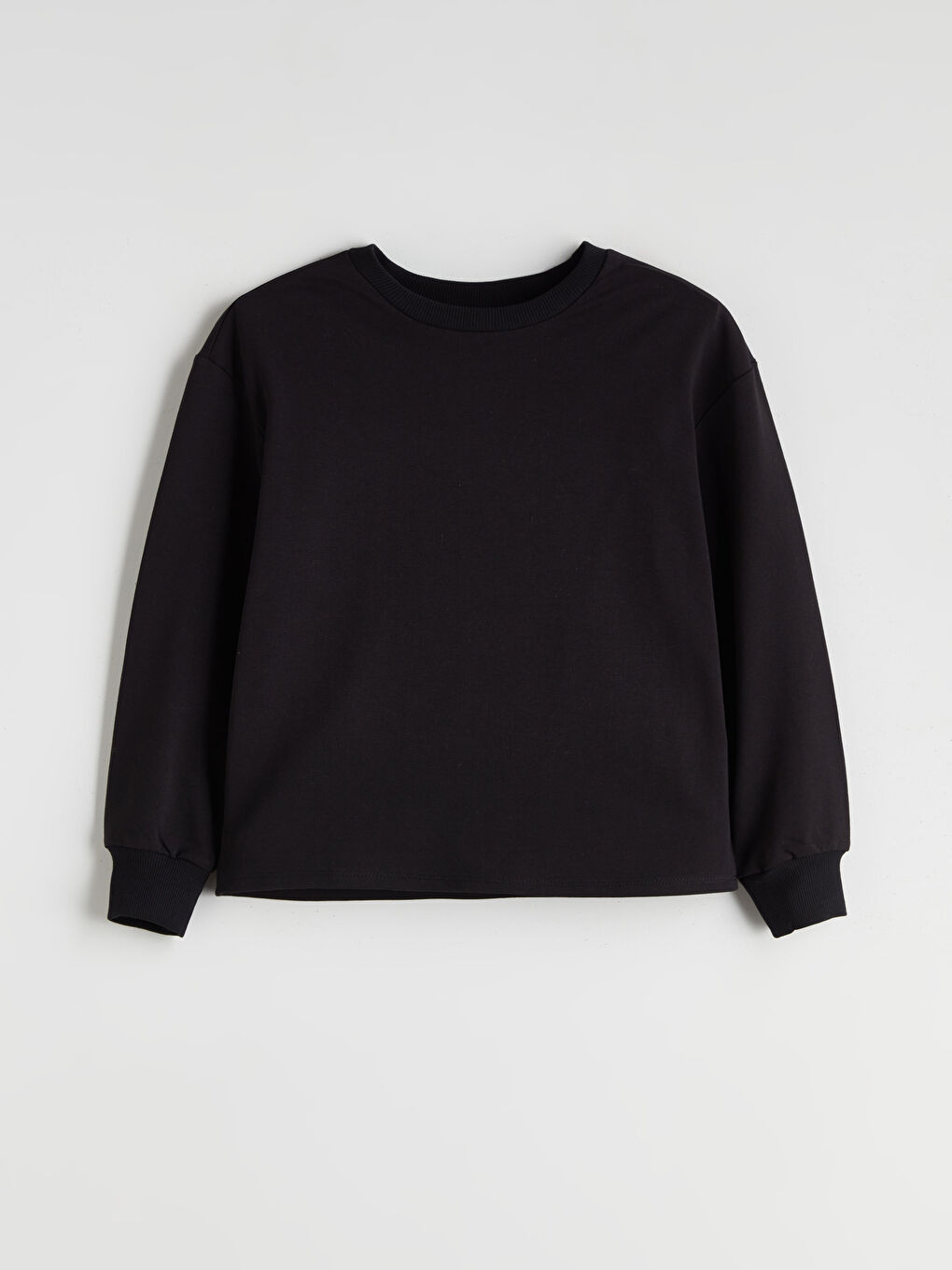 Siyah Bisiklet Yaka Kız Çocuk Sweatshirt