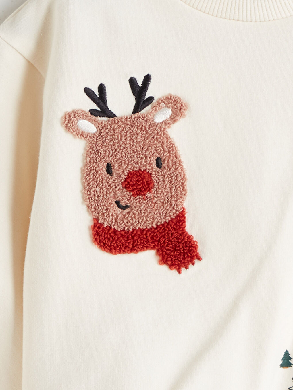 Ekru Yılbaşı Temalı Erkek Bebek Sweatshirt-2