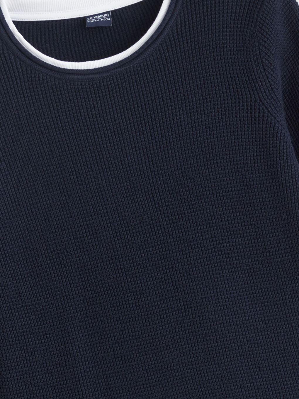 Crew Neck Textured Boys' Knitwear Sweater-1