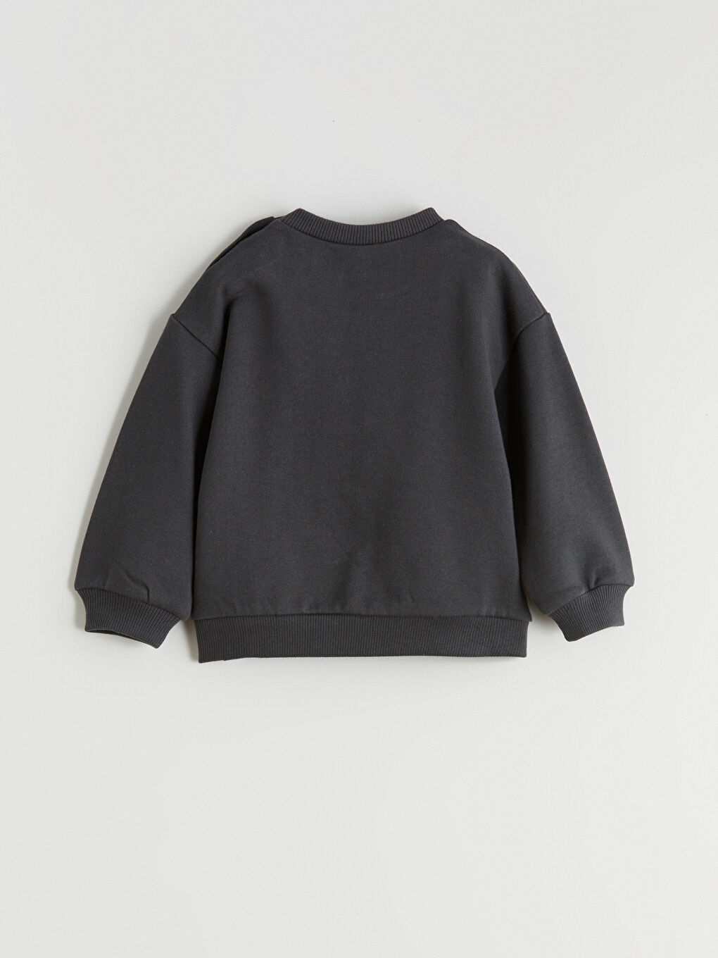 Gri Bisiklet Yaka Dinozor Baskılı Erkek Bebek Sweatshirt-1