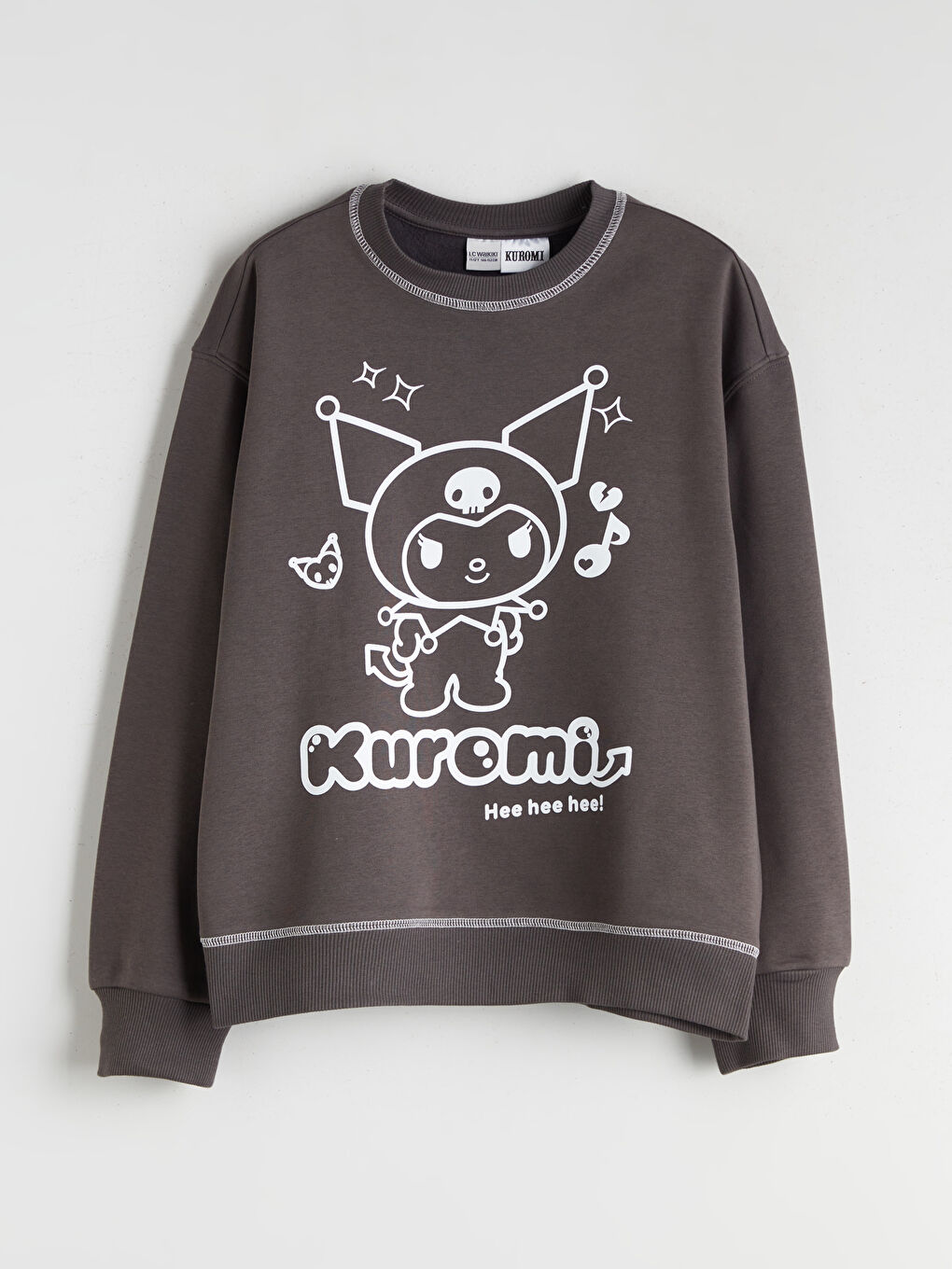 Antrasit Bisiklet Yaka Kuromi Baskılı Kız Çocuk Sweatshirt-2