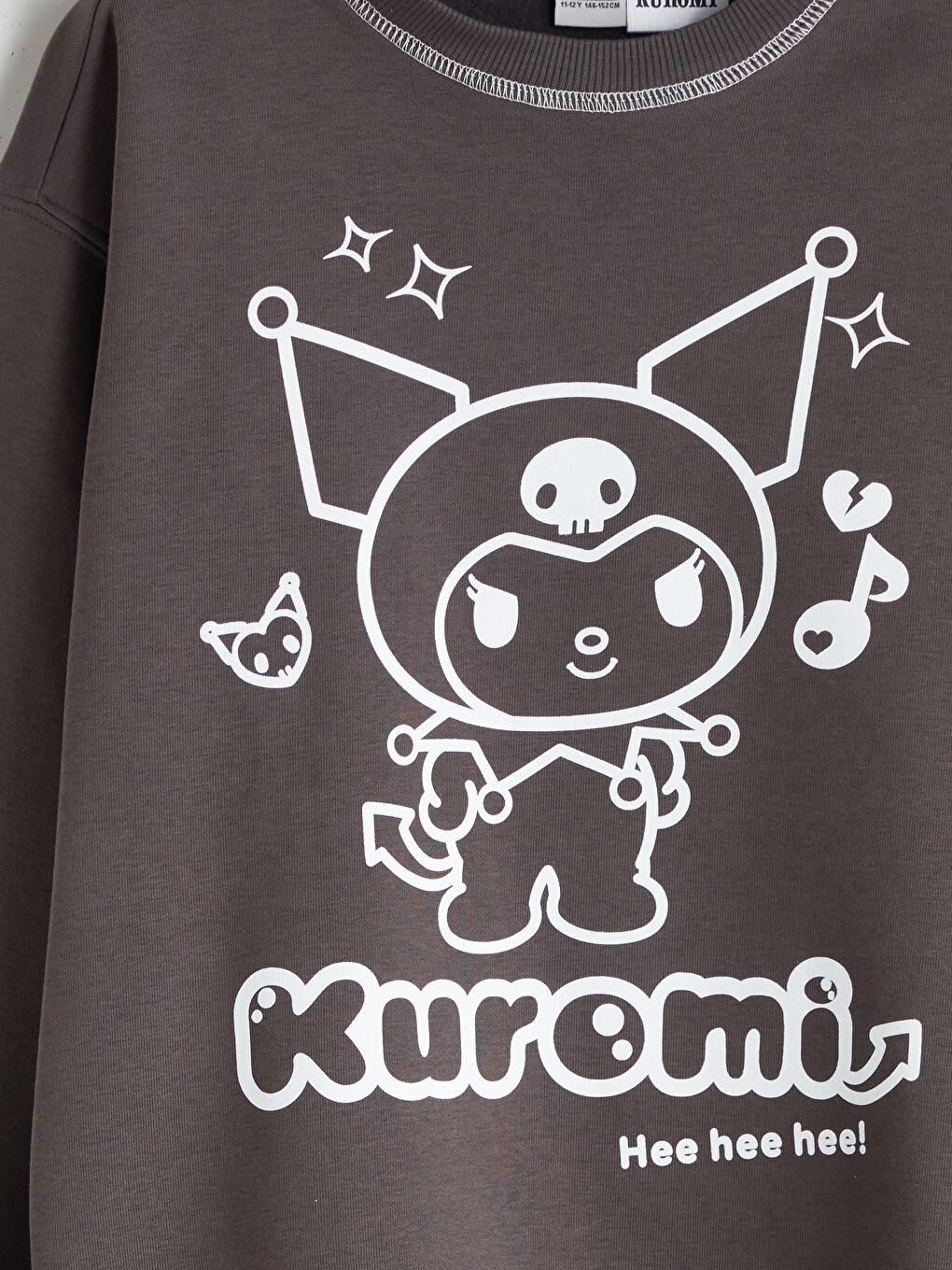 Antrasit Bisiklet Yaka Kuromi Baskılı Kız Çocuk Sweatshirt-4