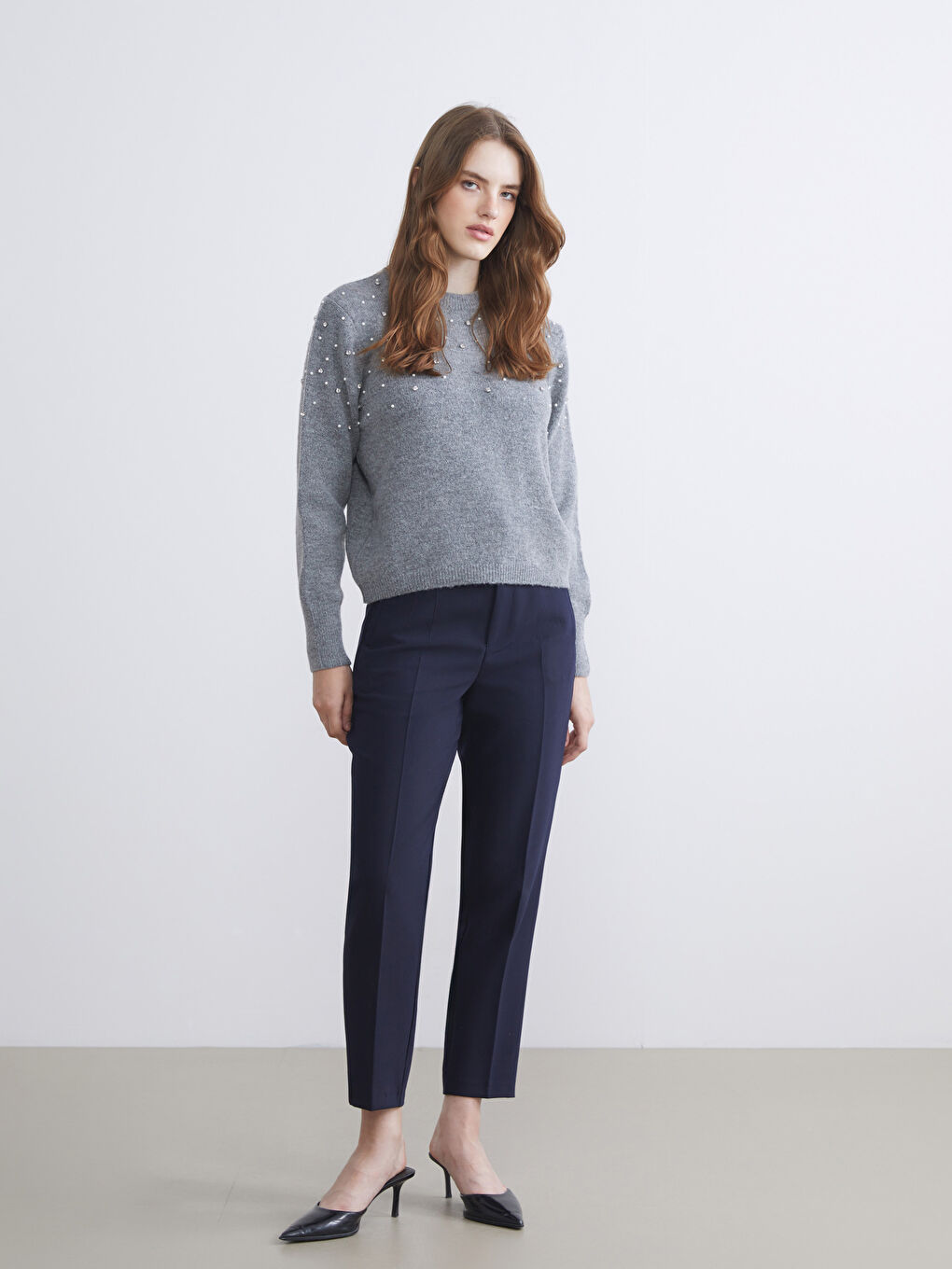LCW ECO Slim Fit Women's Pleated Trousers -W5FP09Z8-CRP