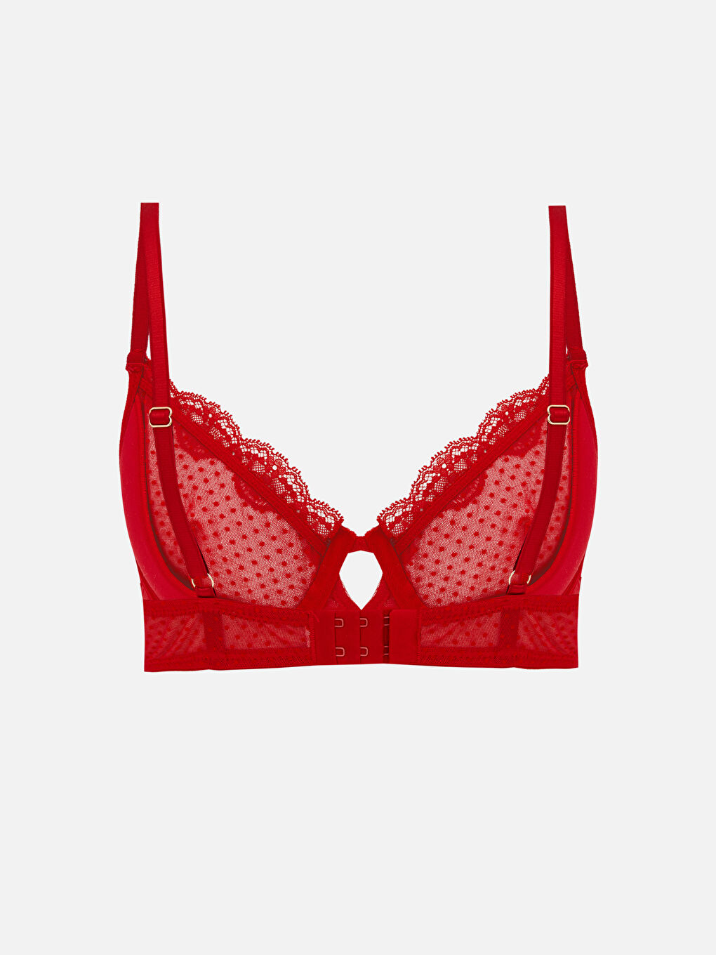 Kırmızı Balenli Dolgusuz Puantiyeli Tişört Sütyen-1