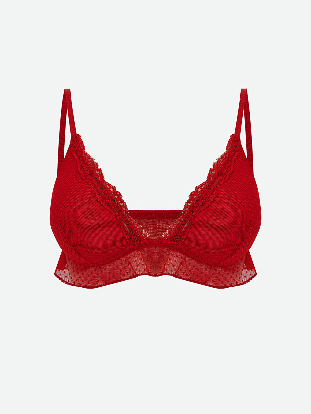 Kırmızı Balensiz Dolgusuz Dantelli Bralet