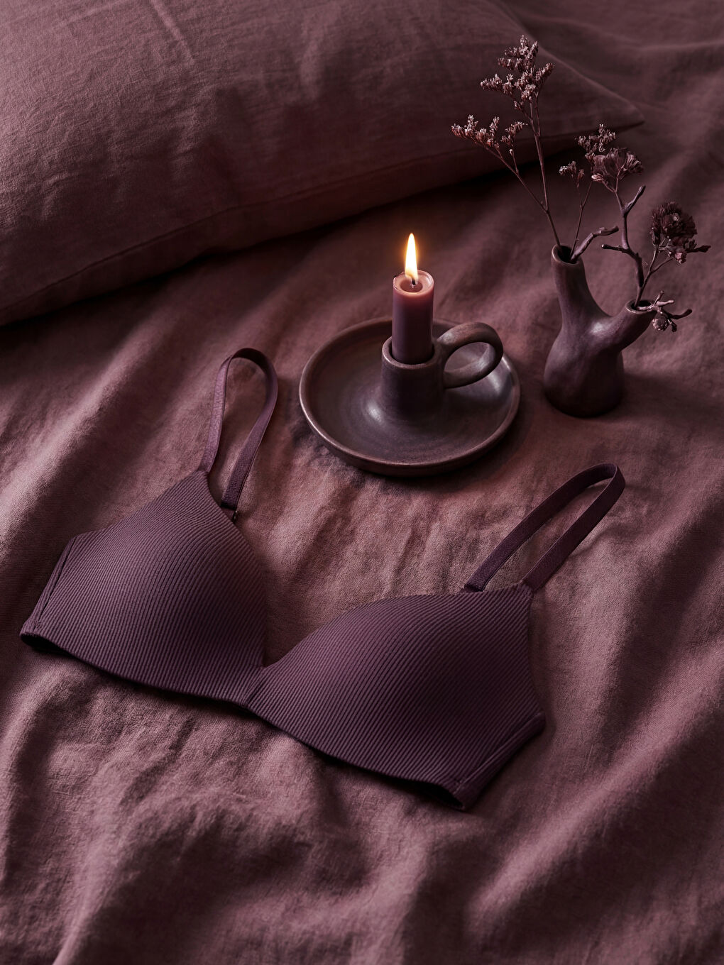 Non-Wired Non-Padded Plain Triangle Bra