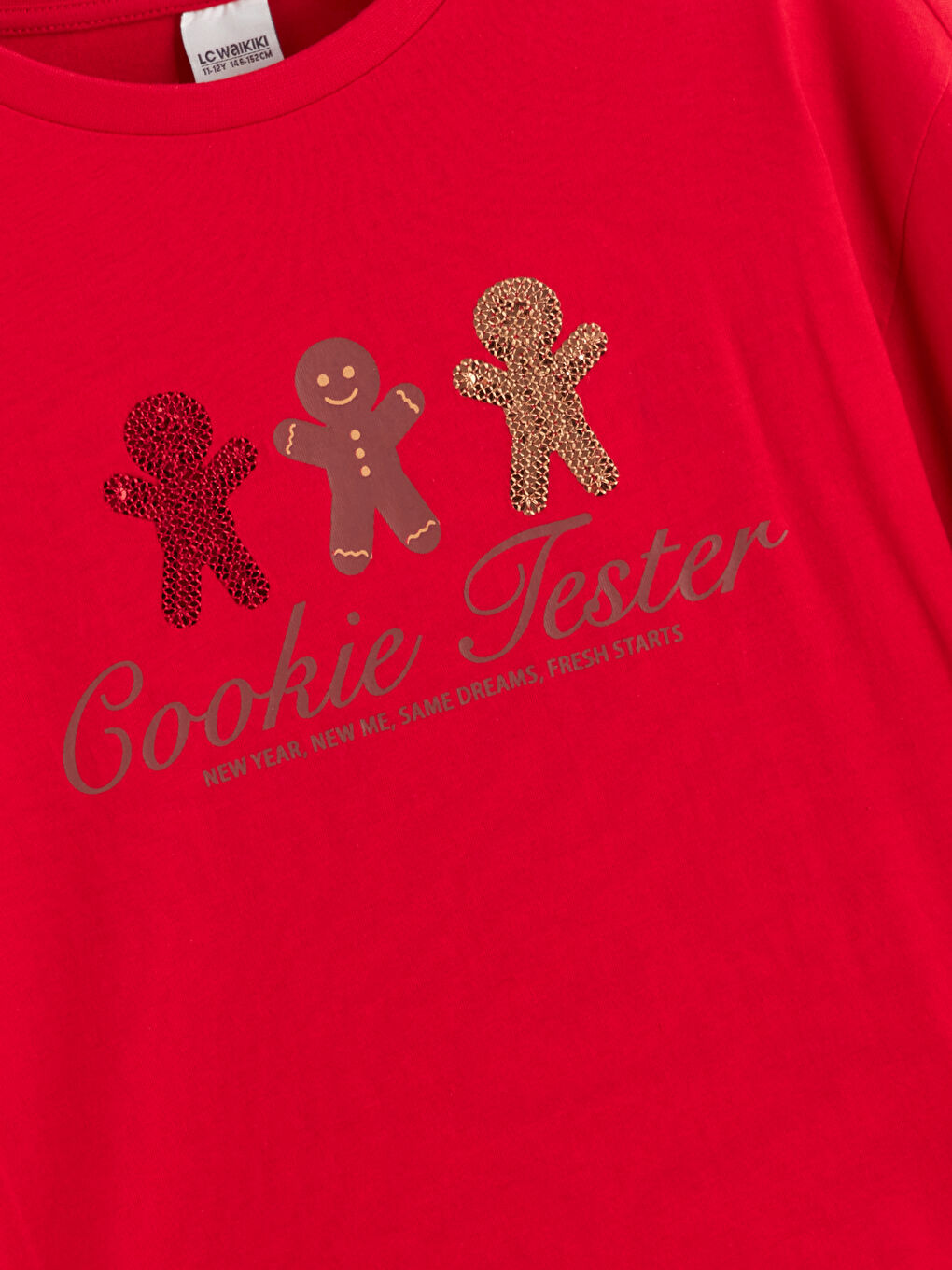 Crew Neck Christmas Themed Girls' T-Shirt-1