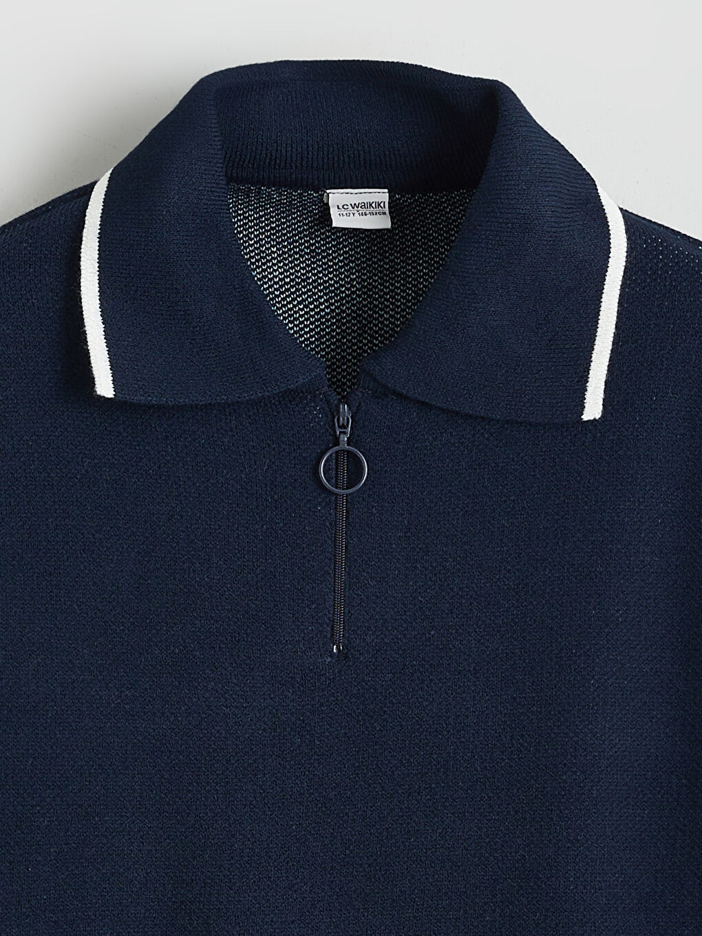 Lacivert Polo Yaka Kız Çocuk Triko Kazak ve Pantolon-2