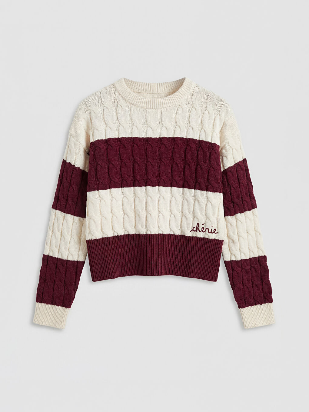 Bisiklet Yaka Nakışlı Kız Çocuk Triko Kazak