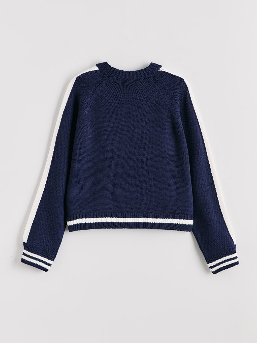 Lacivert Bisiklet Yaka New York Desenli Kız Çocuk Triko Kazak-2