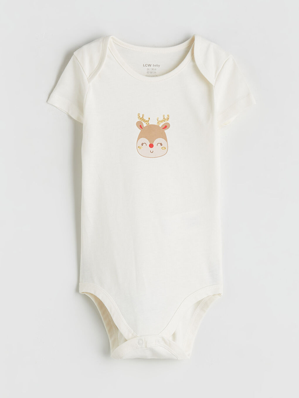 Kırmızı Geyik Baskılı Kız Bebek Çıtçıtlı Body 2'li-1