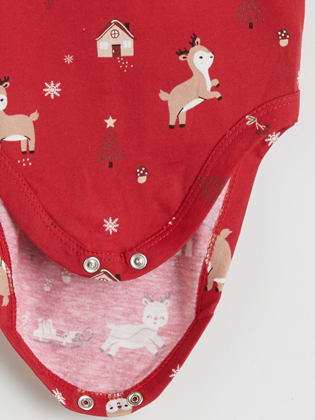 Kırmızı Geyik Baskılı Kız Bebek Çıtçıtlı Body 2'li-6