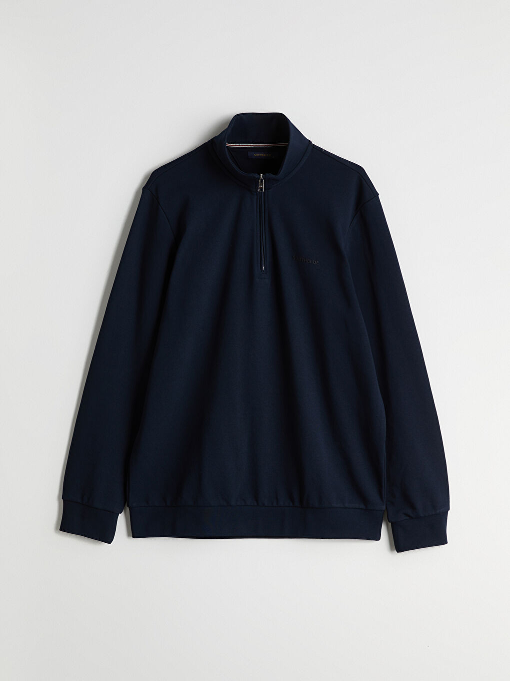 Lacivert Dik Yaka Baskılı Erkek Sweatshirt-4