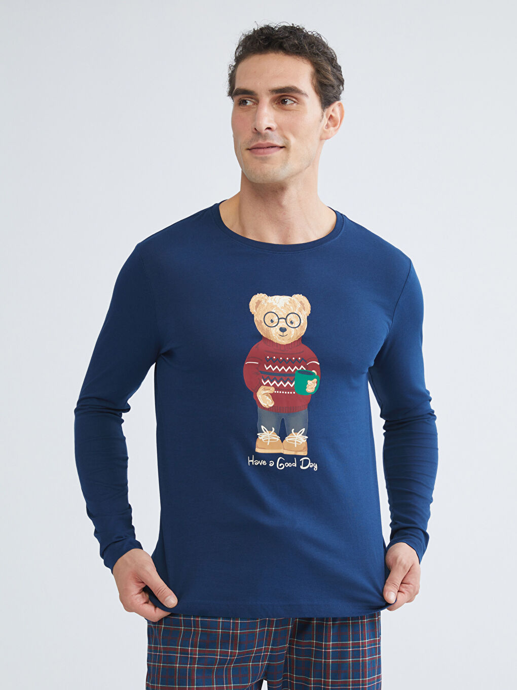 Standard Fit Bear Teddy Printed Men's Pyjama Set-1