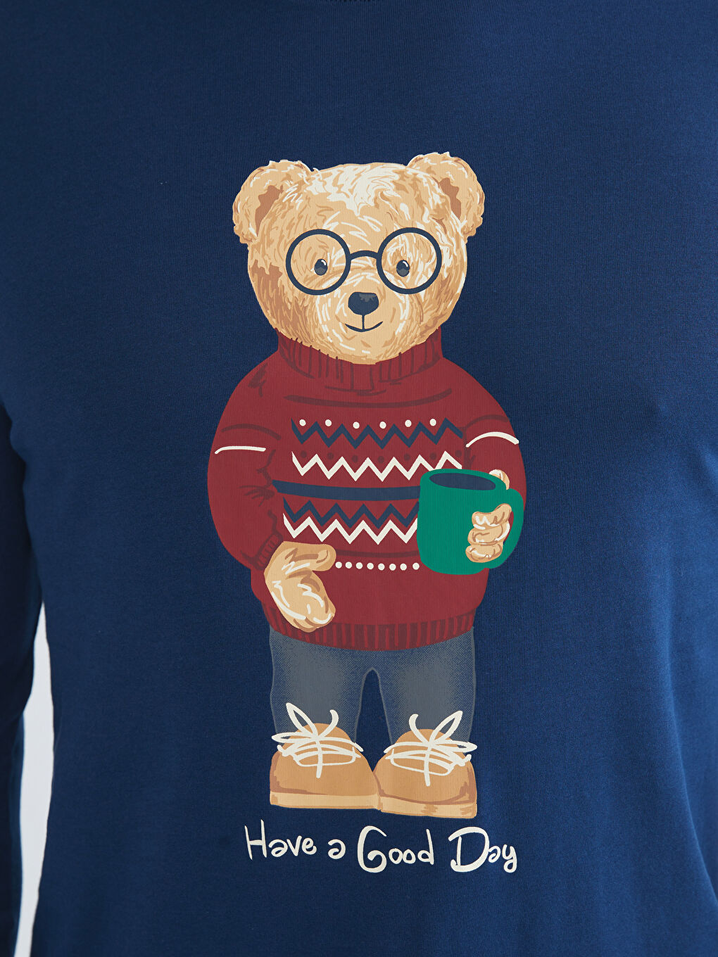 Standard Fit Bear Teddy Printed Men's Pyjama Set-2