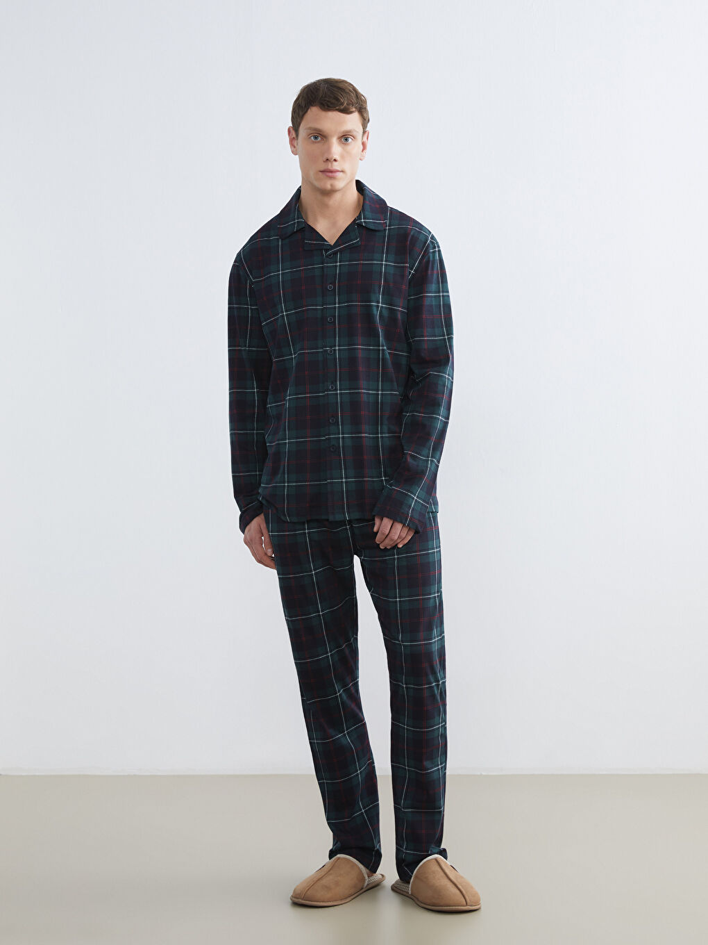 Yeşil Standart Kalıp Erkek Pijama Takımı