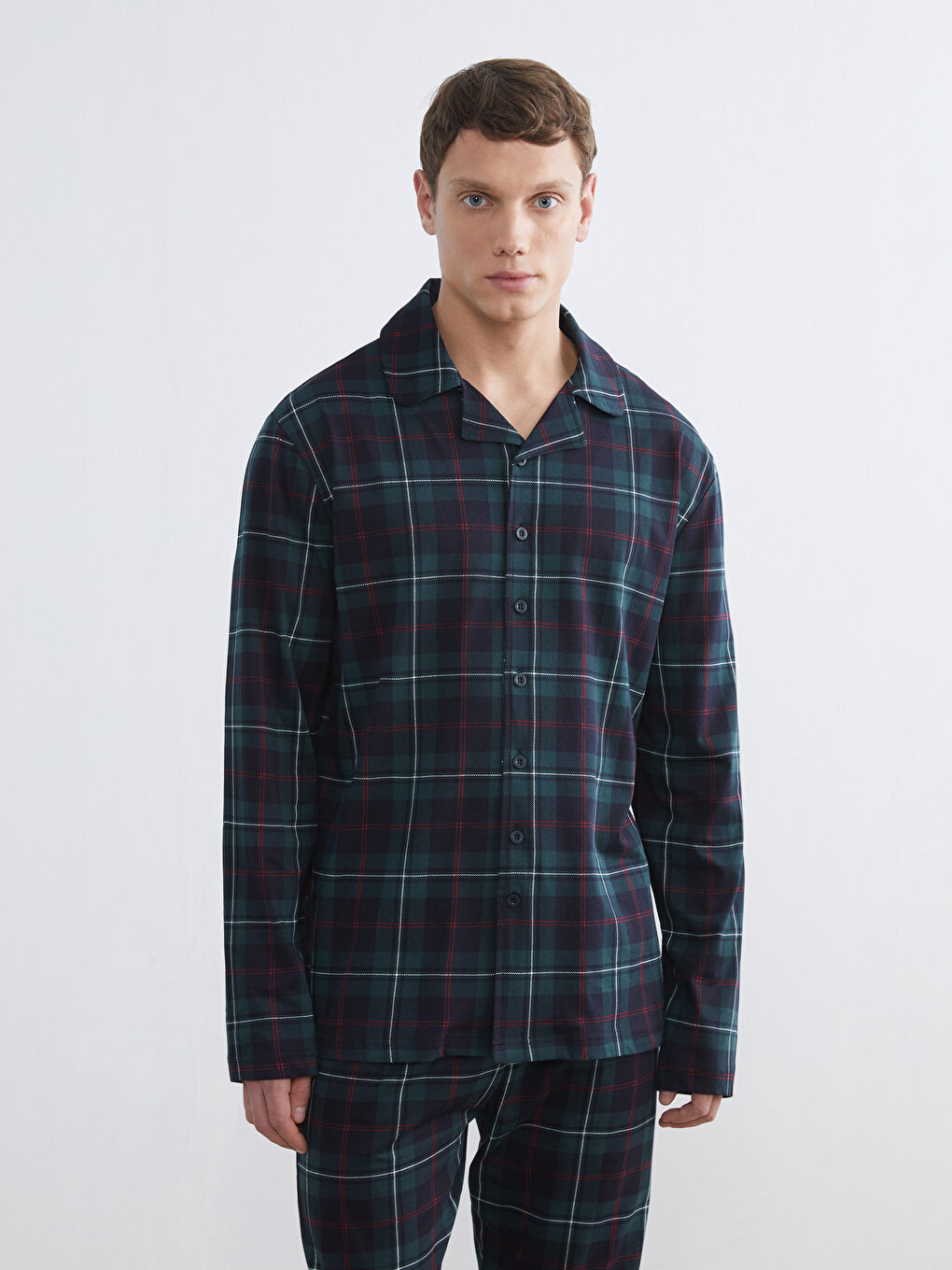 Yeşil Standart Kalıp Erkek Pijama Takımı-1