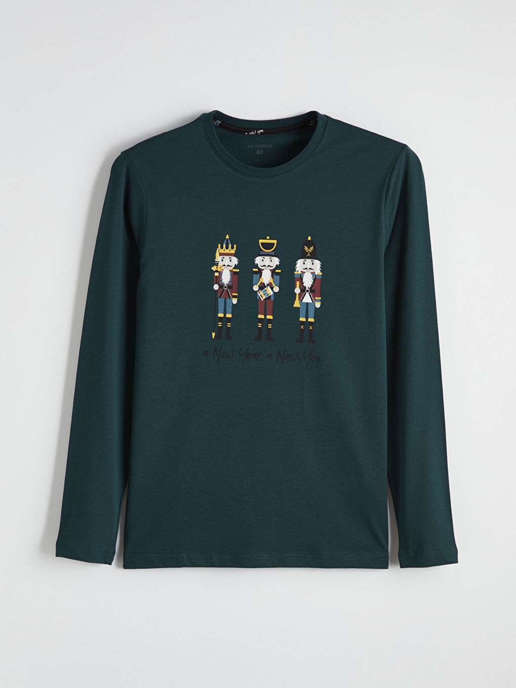 Yeşil Standart Kalıp Yılbaşı Temalı Erkek Pijama Takımı-1