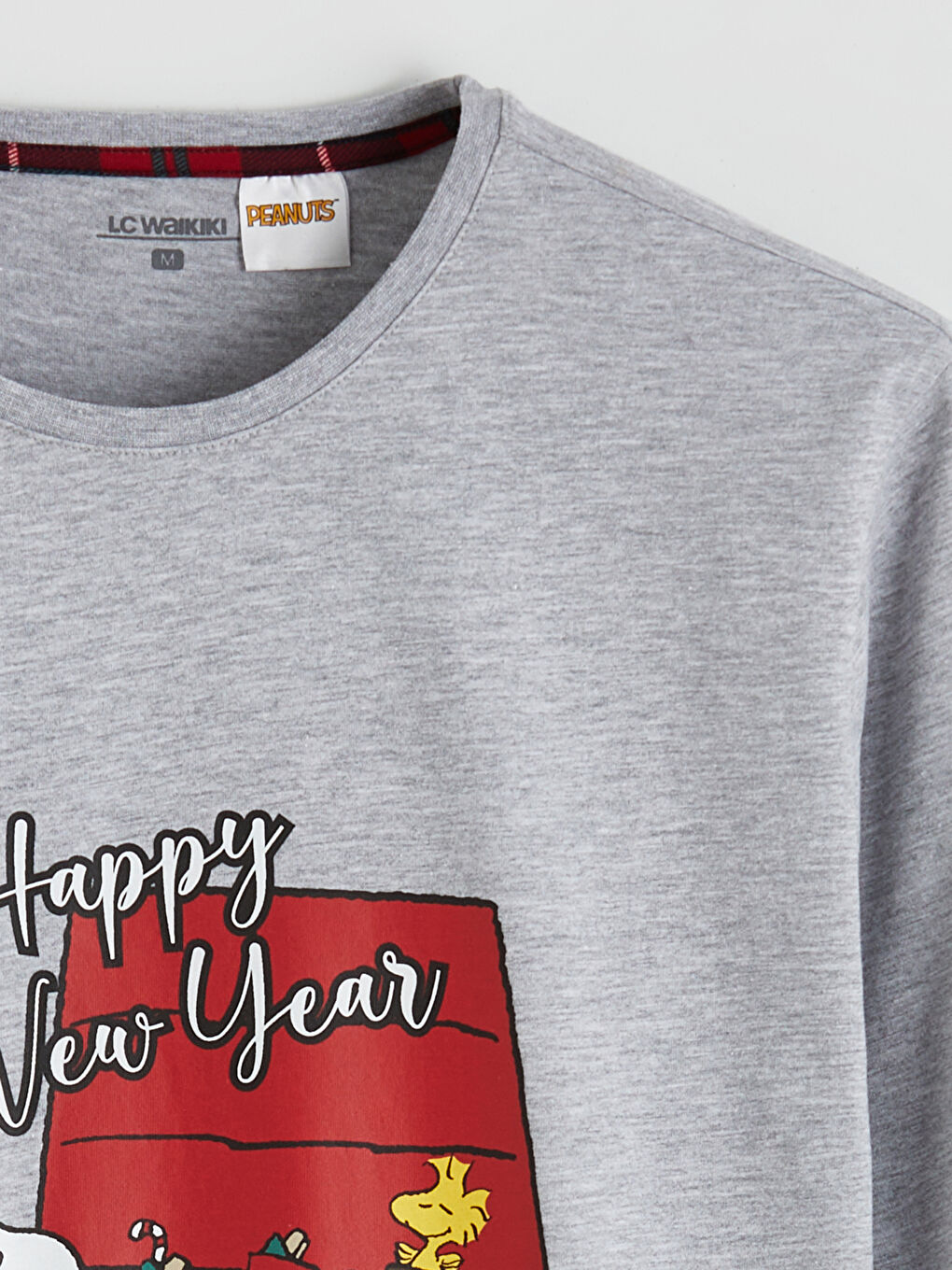 Kırmızı Standart Kalıp Snoopy Baskılı Erkek Pijama Takımı-6