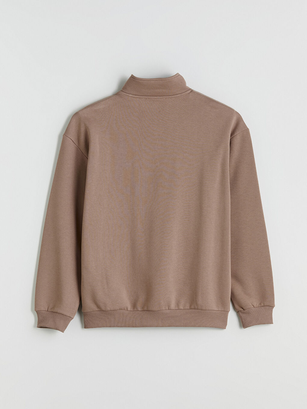Kahverengi Fermuarlı Dik Yaka Erkek Sweatshirt-5