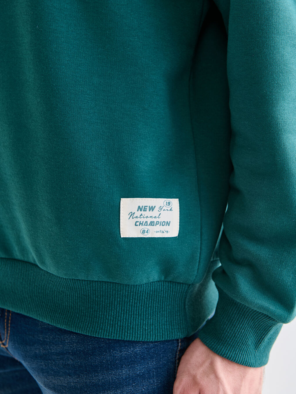 Petrol Dik Yaka Erkek Sweatshirt-2