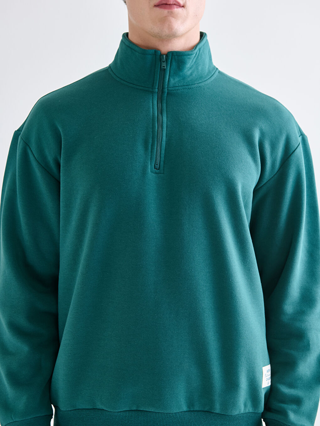 Petrol Dik Yaka Erkek Sweatshirt-3