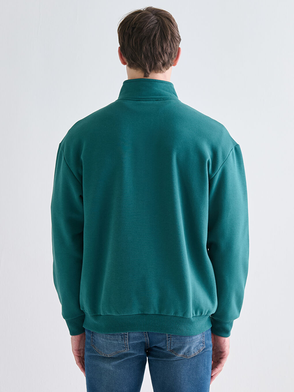 Petrol Dik Yaka Erkek Sweatshirt-4