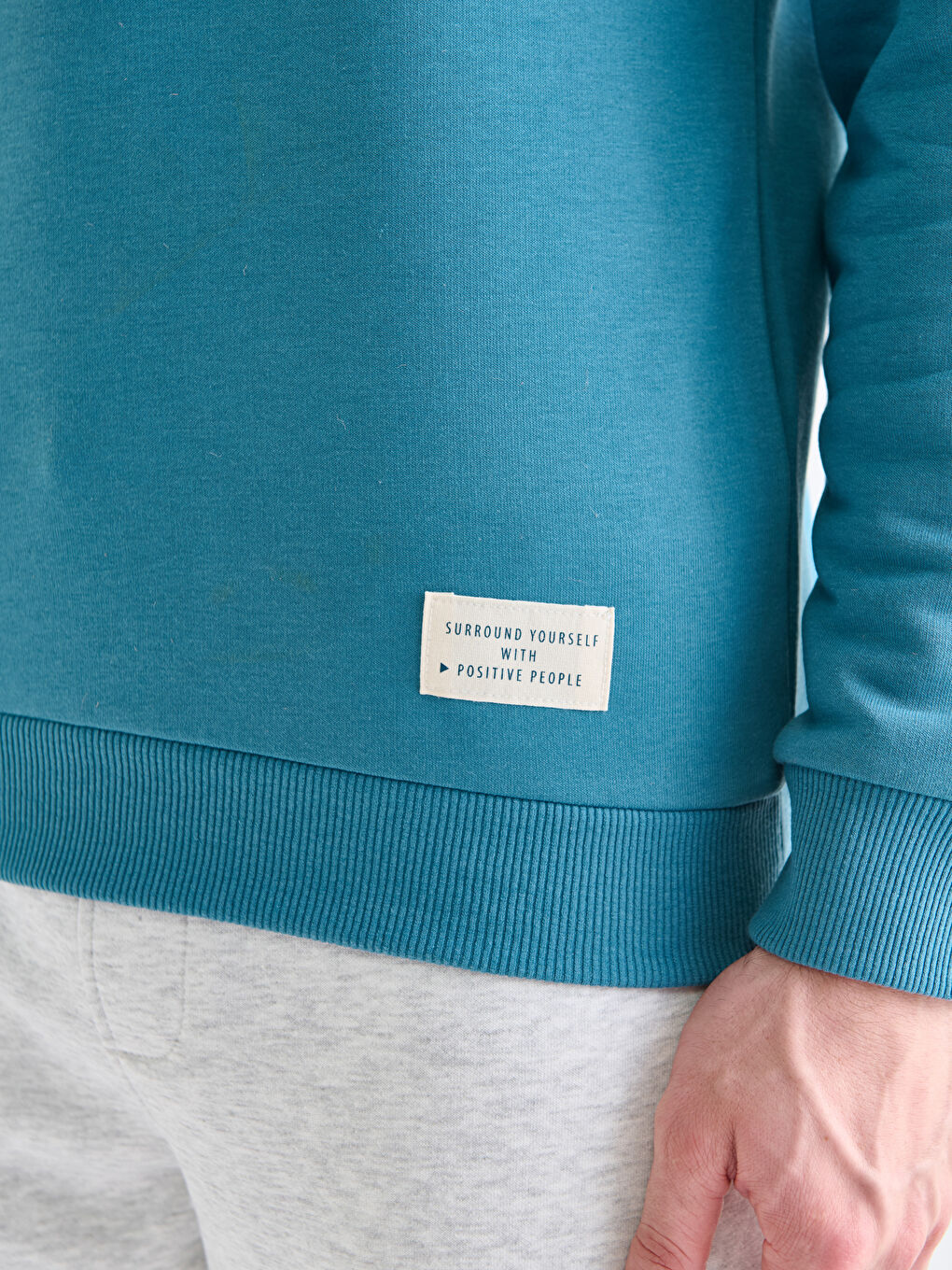 Petrol Bisiklet Yaka Erkek Sweatshirt-2