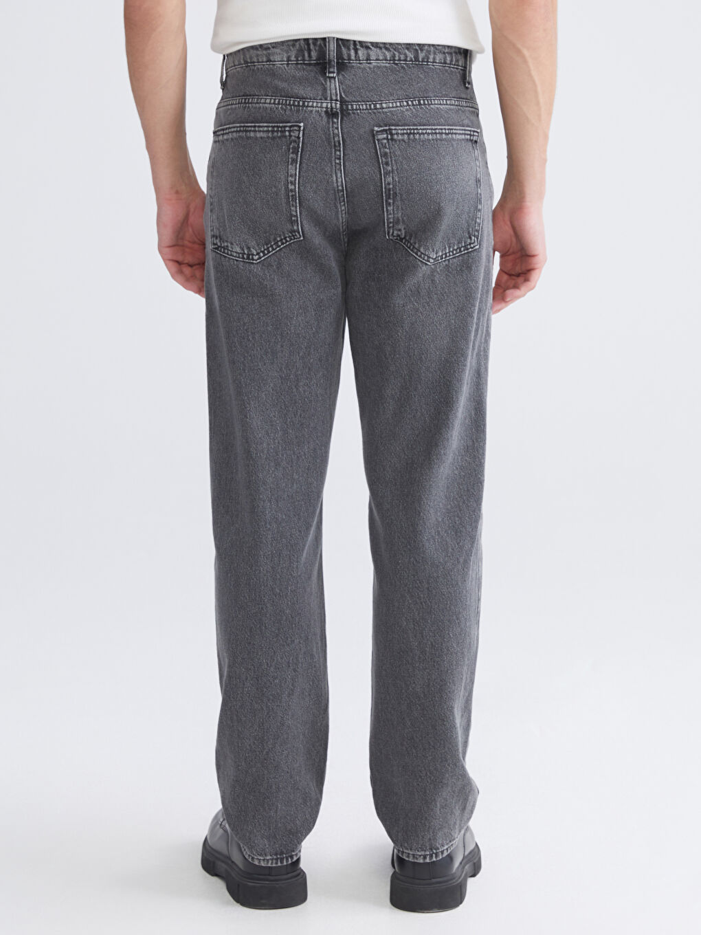Antrasit Baggy Fit Erkek Jean Pantolon-3