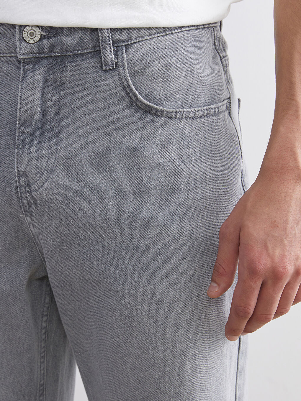 Gri Baggy Fit Erkek Jean Pantolon-2