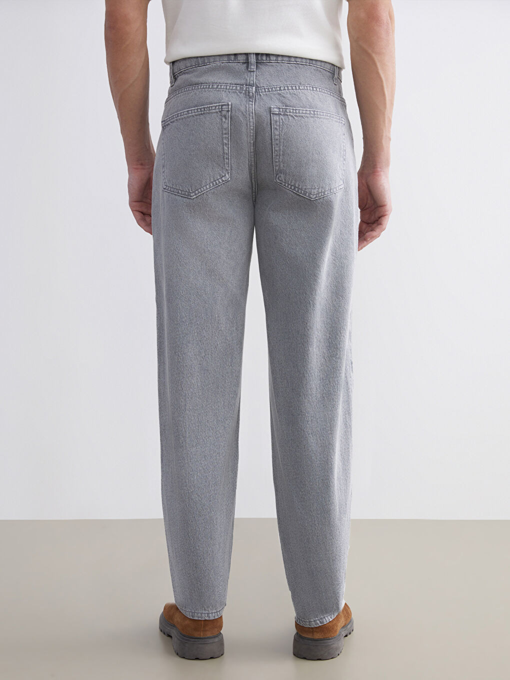 Gri Baggy Fit Erkek Jean Pantolon-3