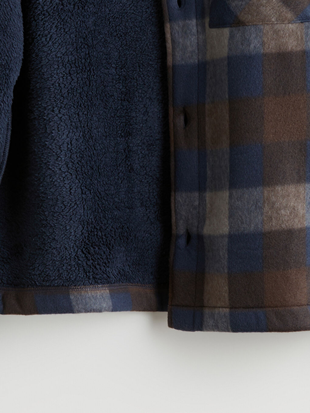 Lacivert Rahat Kalıp Ekose Erkek Gömlek Ceket-5