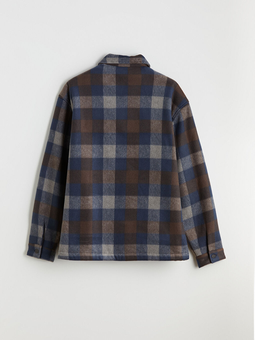 Lacivert Rahat Kalıp Ekose Erkek Gömlek Ceket-6