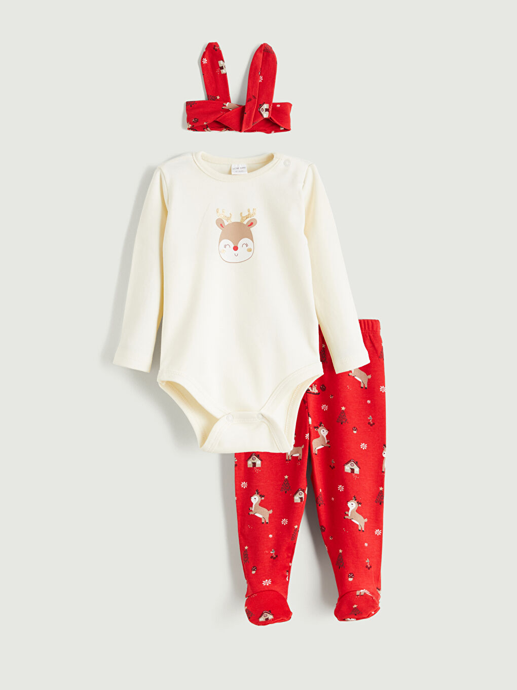 Комплект за бебета момичета с кръгло деколте и принт, 3 опаковки