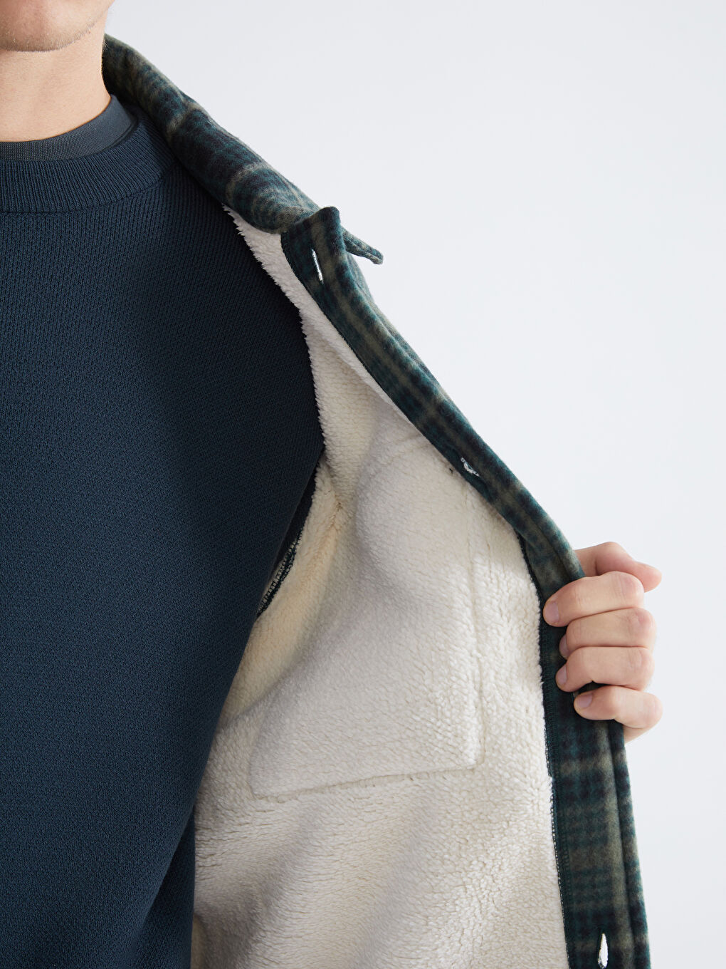 თავისუფალი ჭრის გრძელმკლავიანი მამაკაცის პერანგის ჟაკეტი-3