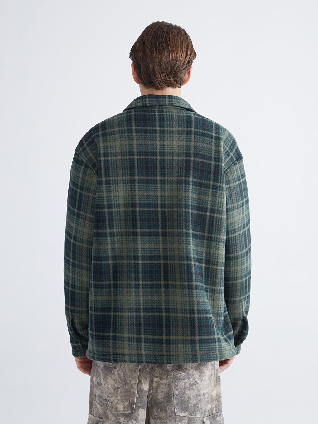 თავისუფალი ჭრის გრძელმკლავიანი მამაკაცის პერანგის ჟაკეტი-4