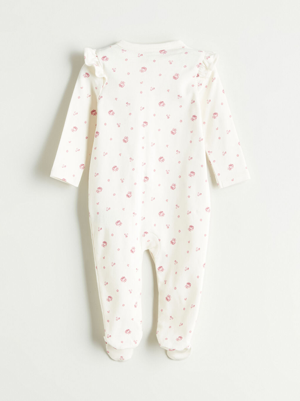 Ekru Baskılı Kız Bebek Tulum-1