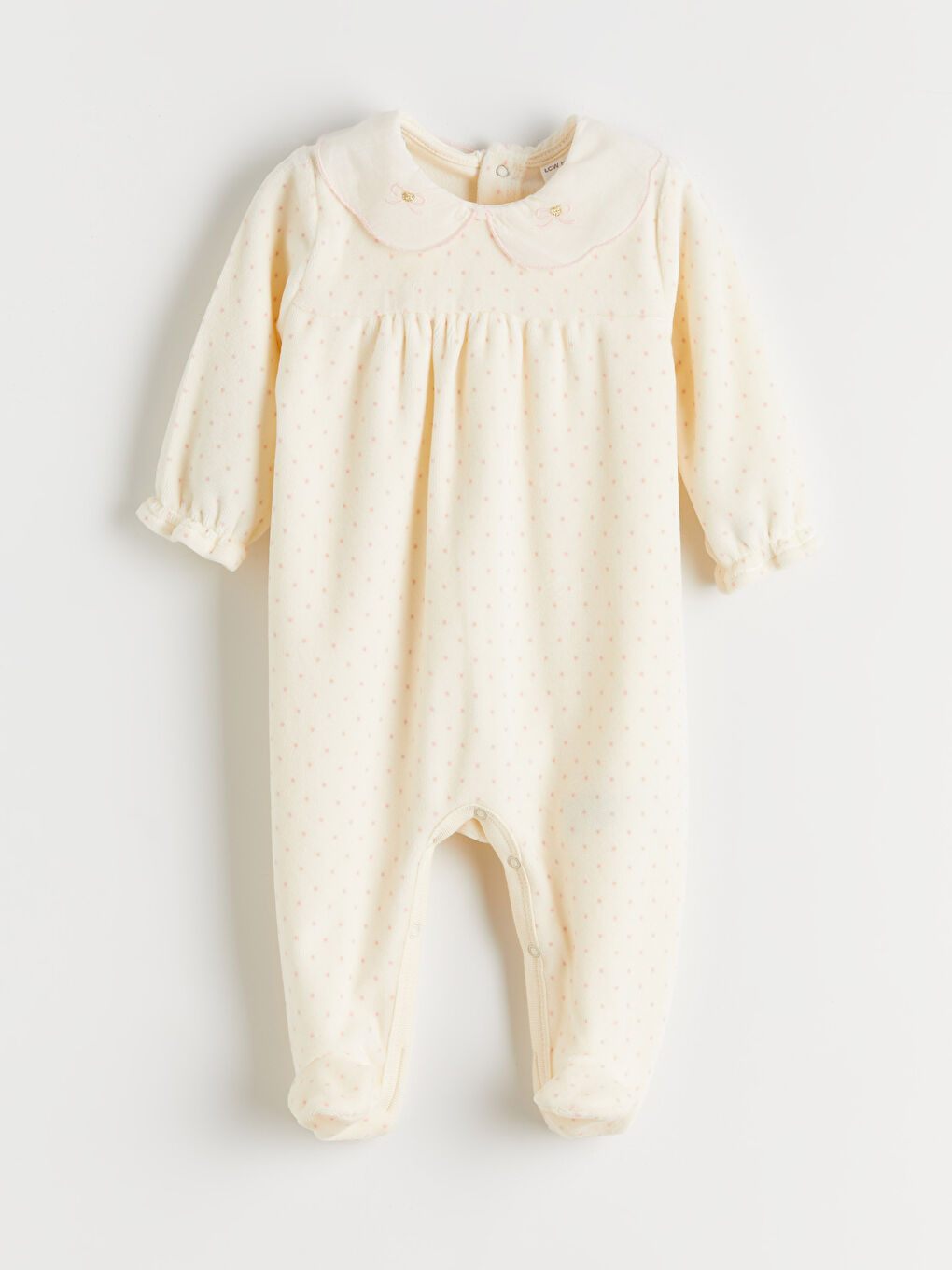 Ekru Bebe Yaka Kız Bebek Tulum