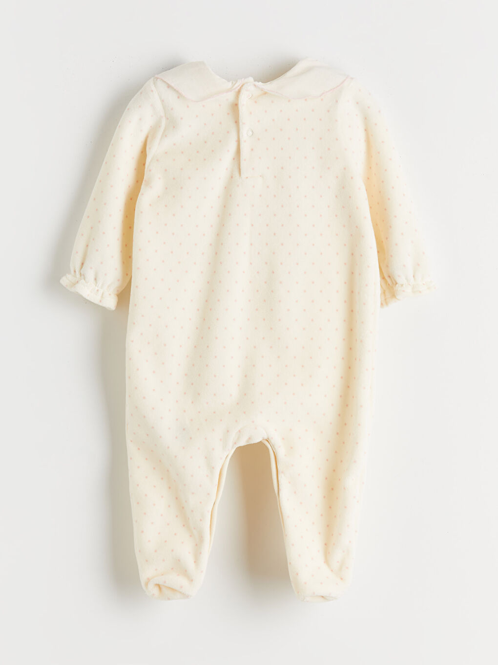 Ekru Bebe Yaka Kız Bebek Tulum-1