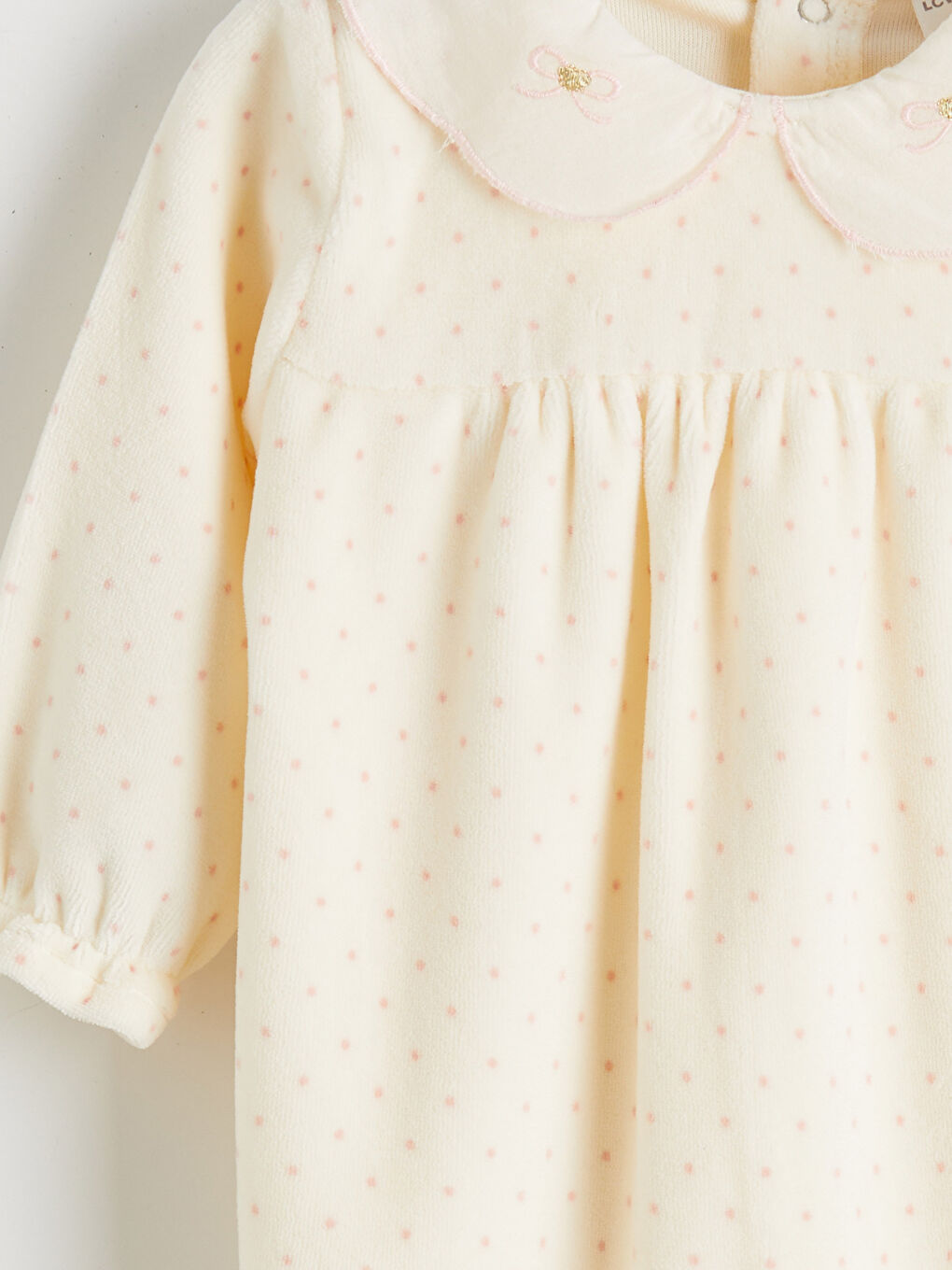 Ekru Bebe Yaka Kız Bebek Tulum-2